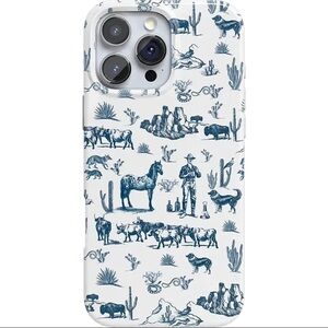 Western Themed Blue and White Phone Case